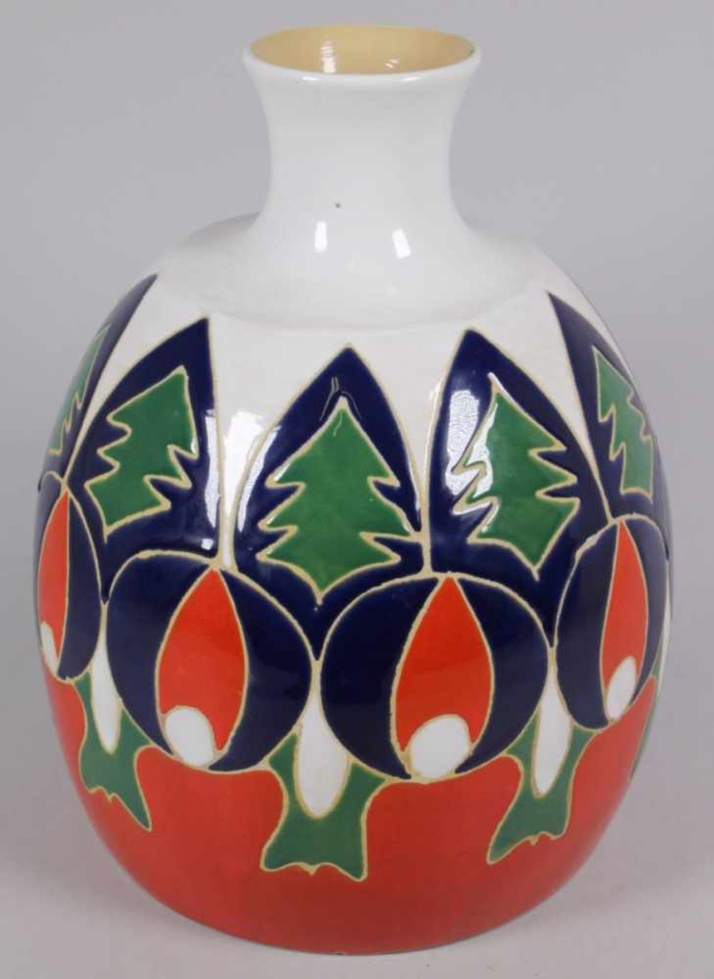 Keramik-Ziervase, Italien, 70er Jahre, runder Stand, bauchiger Korpus, abgesetzter,eingezogener Hals - Bild 2 aus 5