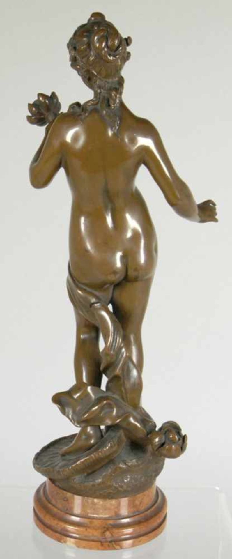 Bronze-Plastik, "Stehender, weiblicher Akt", anonymer Bildhauer um 1900, vollplastische,stehende - Bild 2 aus 4