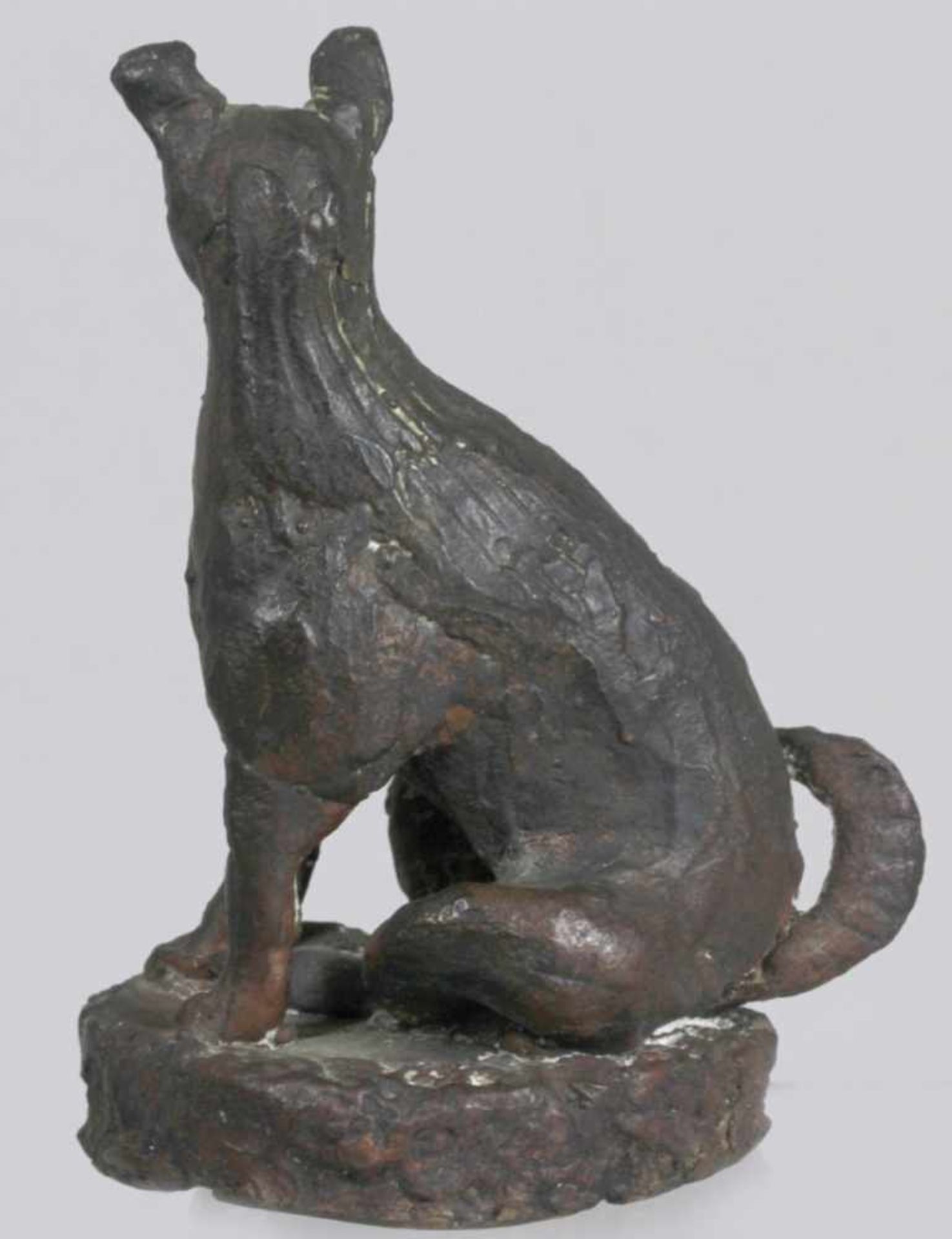 Bronze-Tierplastik, "Hund", anonymer Bildhauer Mitte 20. Jh., vollplastische, sitzendeDarstellung, - Bild 2 aus 3