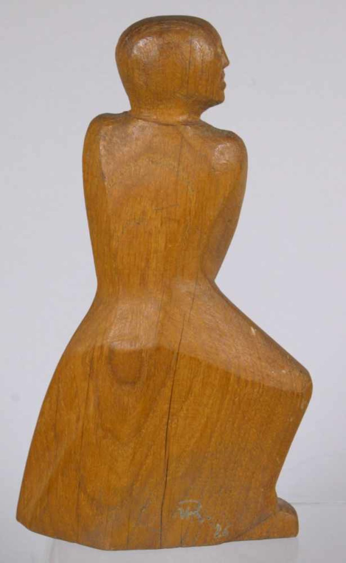 Holz-Figur, "Samurai", monogrammierender Bildhauer 1. Hälfte 20. Jh., stehende, starkreduzierte - Bild 2 aus 3