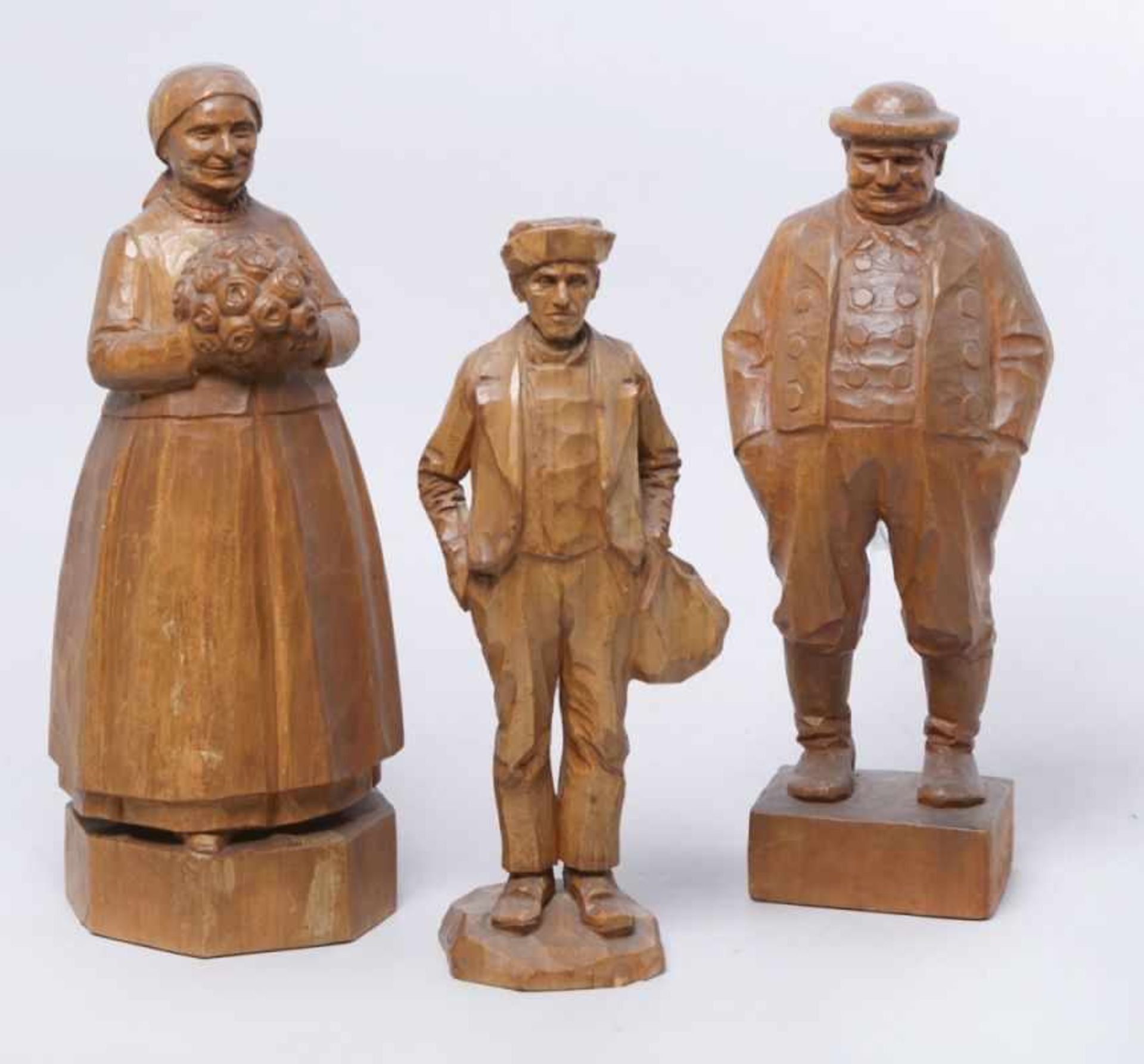 Drei Holz-Figuren, "Unterschiedliche, bäuerlich Darstellungen", Cyrillo Dell' AntonioDell',