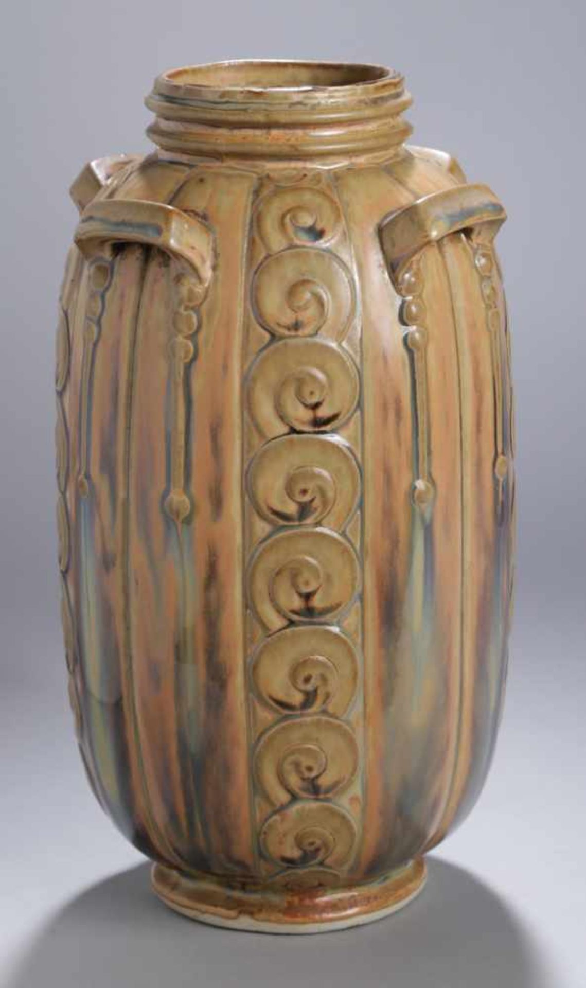 Art Déco Keramik-Ziervase, ungemarkt, Mod.nr.: 109, leicht ausgestellter Rundstand,