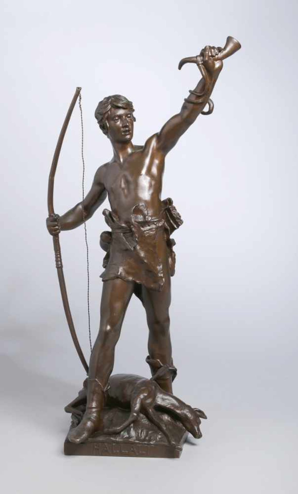 Bronze-Plastik, "Hallali (Originaltitel)", Marioton, Eugene, französischer Künstler 1854 -1933,