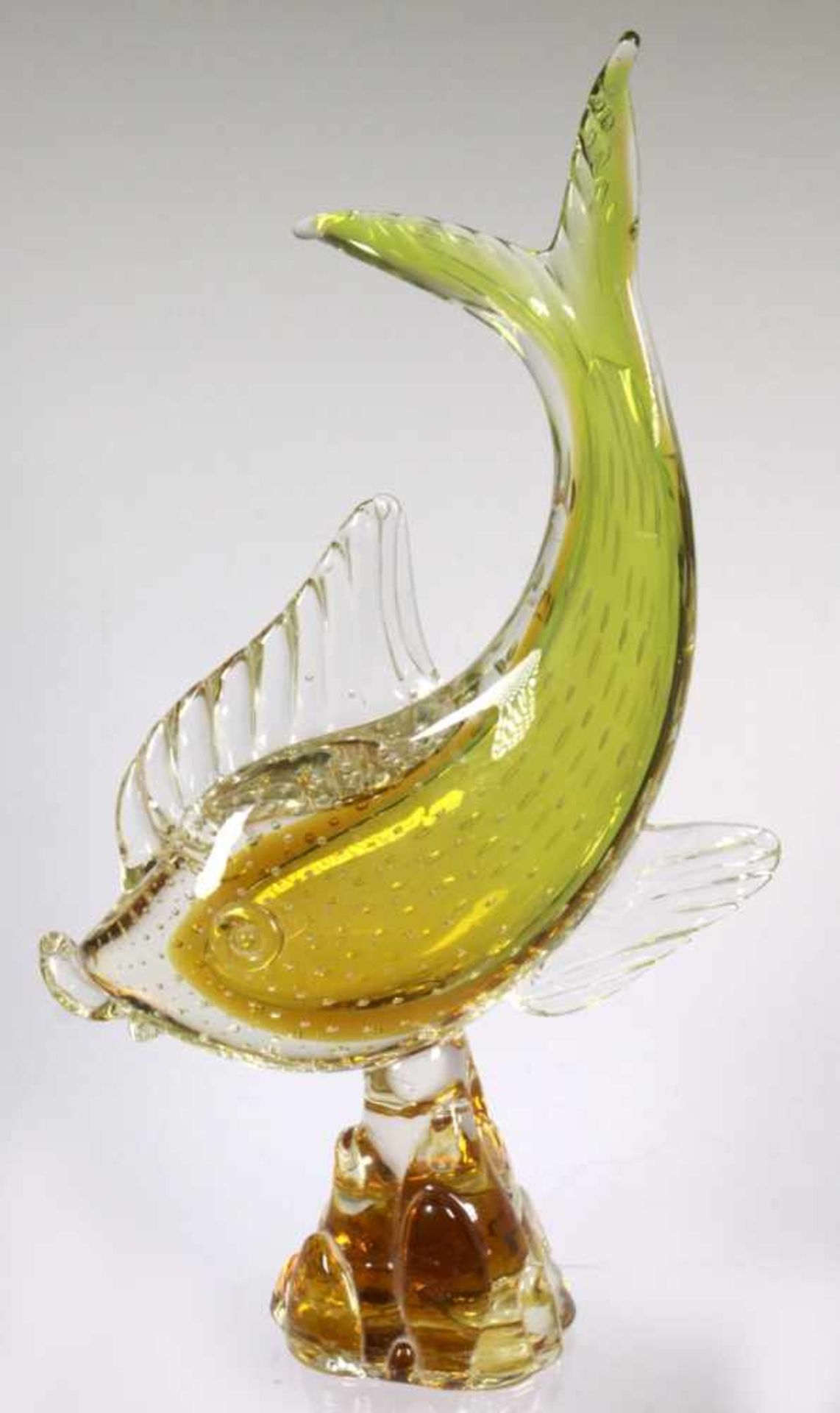 Glas-Tierplastik, "Fisch", Murano, 50/60er Jahre, auf konischem Sockel plastischeDarstellung eines - Bild 2 aus 4