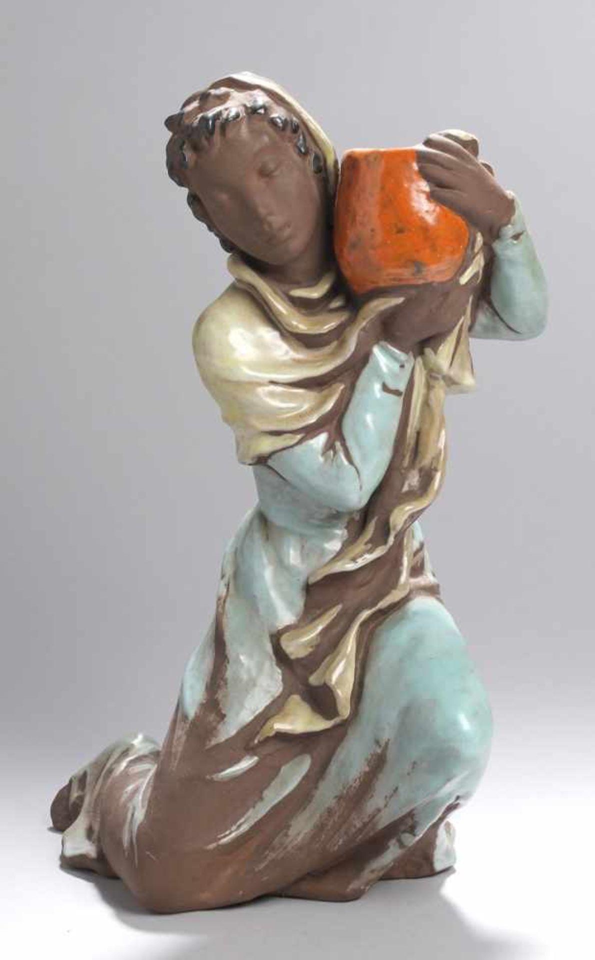 Keramik-Figur bzw. -Leuchter, "Kerzenträgerin", Karlsruher Majolika, um 1956-64, Entw.:Lore