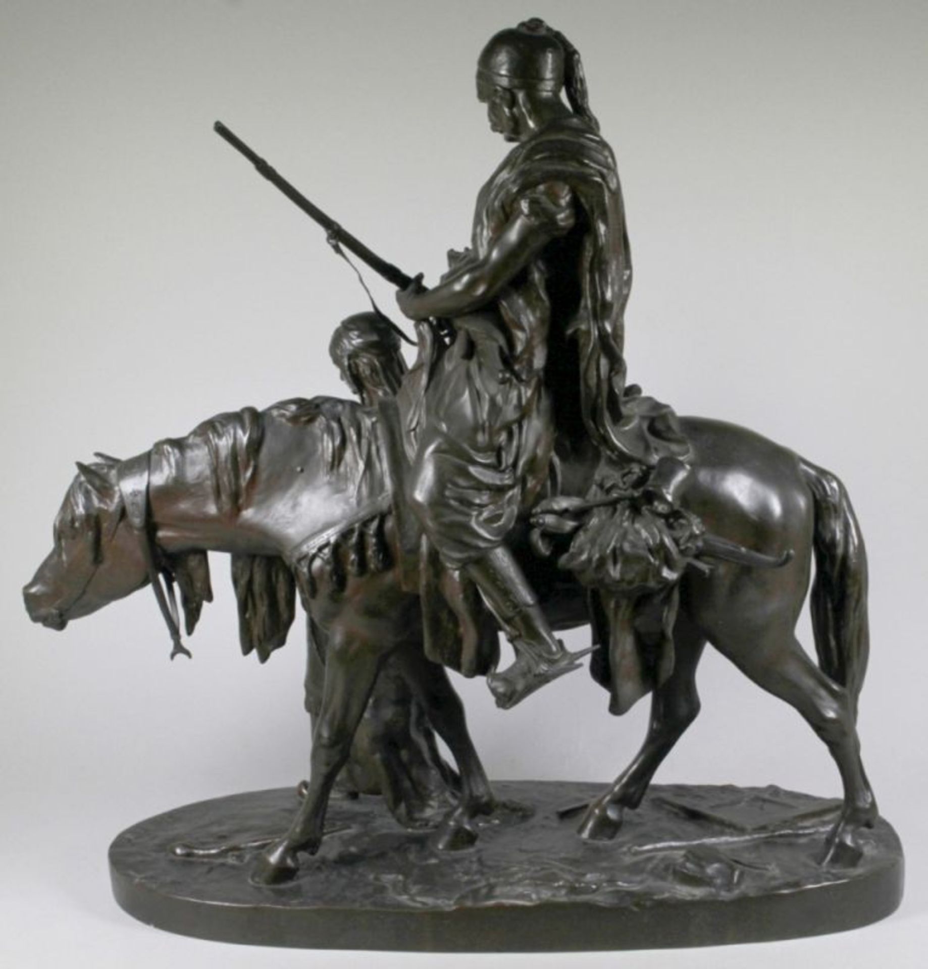 Bronze-Plastik, "Arabischer Krieger mit Sklavin", Mene, Pierre Jules, Paris 1810 - 1879ebenda, - Bild 2 aus 5