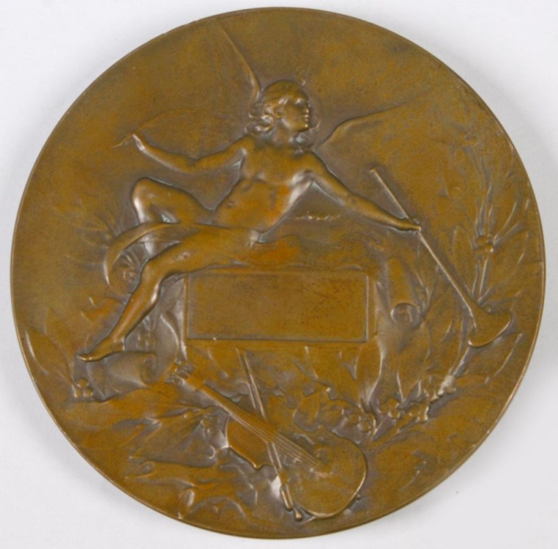 Bronze-Medaille, "Buste d'Orphée", Coudray, Marie Alexandra Lucien, Paris 1864 - 1932,runde, - Bild 2 aus 4