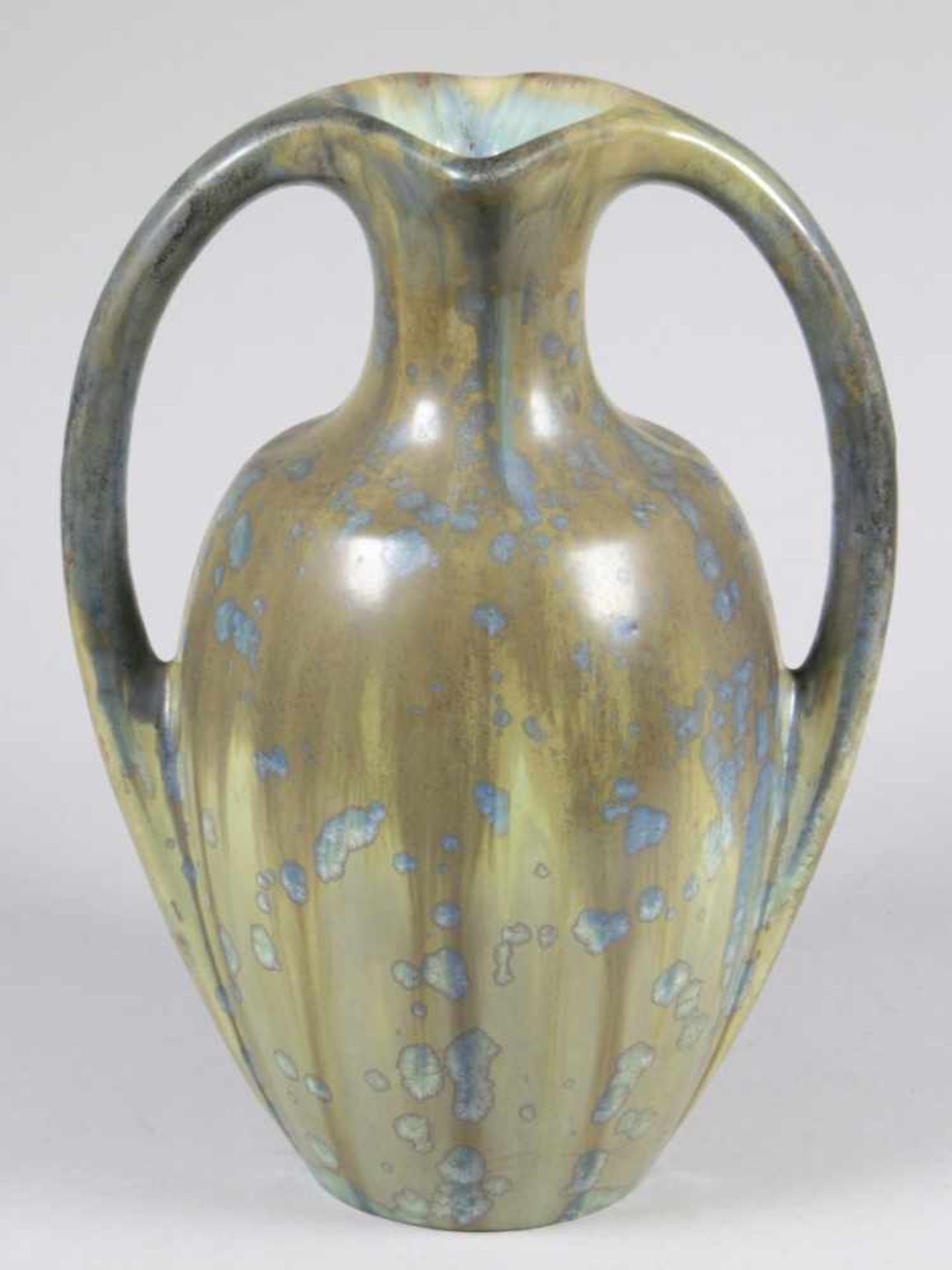 Steinzeug-Doppelhenkelziervase,"vase à deux anses", Faiencerie Héraldique de Pierrefonds,um 1915, - Bild 2 aus 3