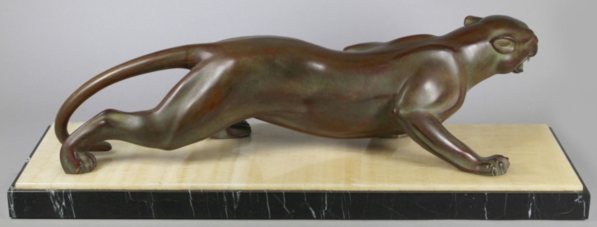 Weißbronze-Tierplastik, "Panther", Brault, J., Bildhauer 1. Hälfte 20. Jh.,vollplastische, natu - Bild 2 aus 4