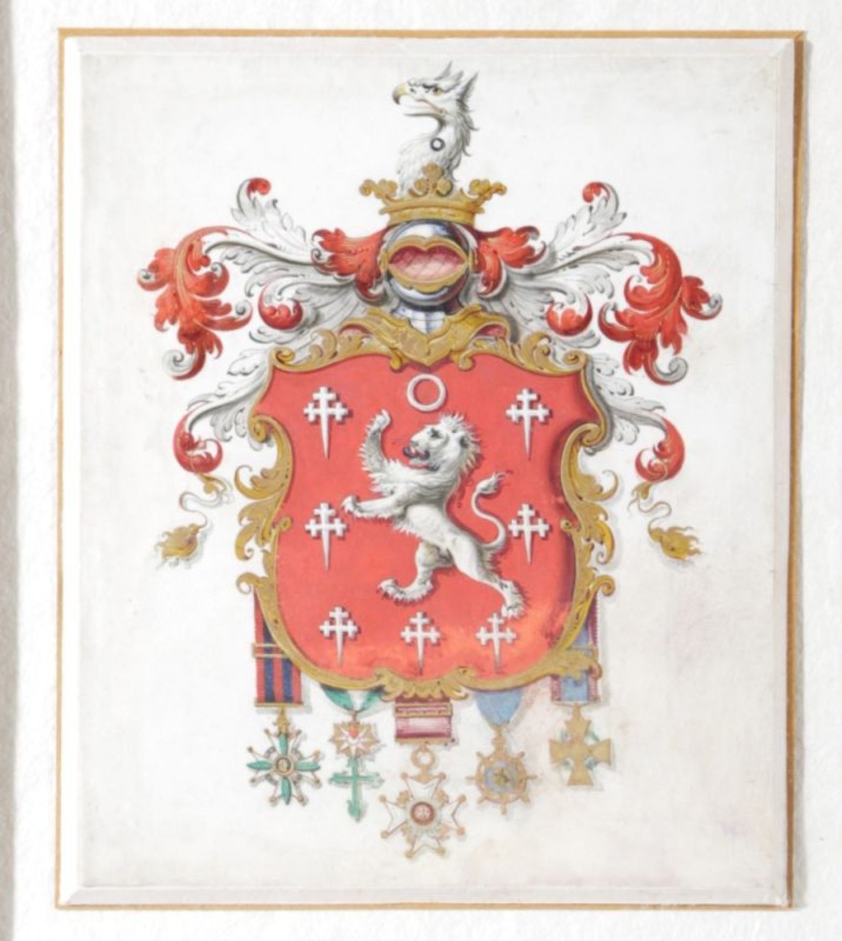 Anonymer Maler, wohl 19. Jh. "Wappen", Mischtechnik, 22 x 18 cm