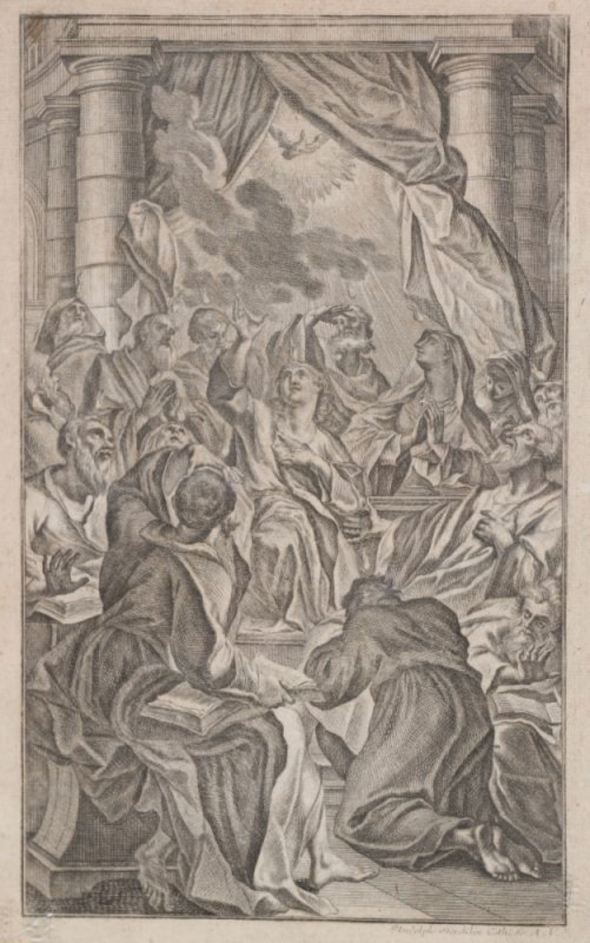 Sterklin, Rudolf, Künstler des 19. Jh. "Mythologische Szene", Kupferstich, in der Plattesign.,