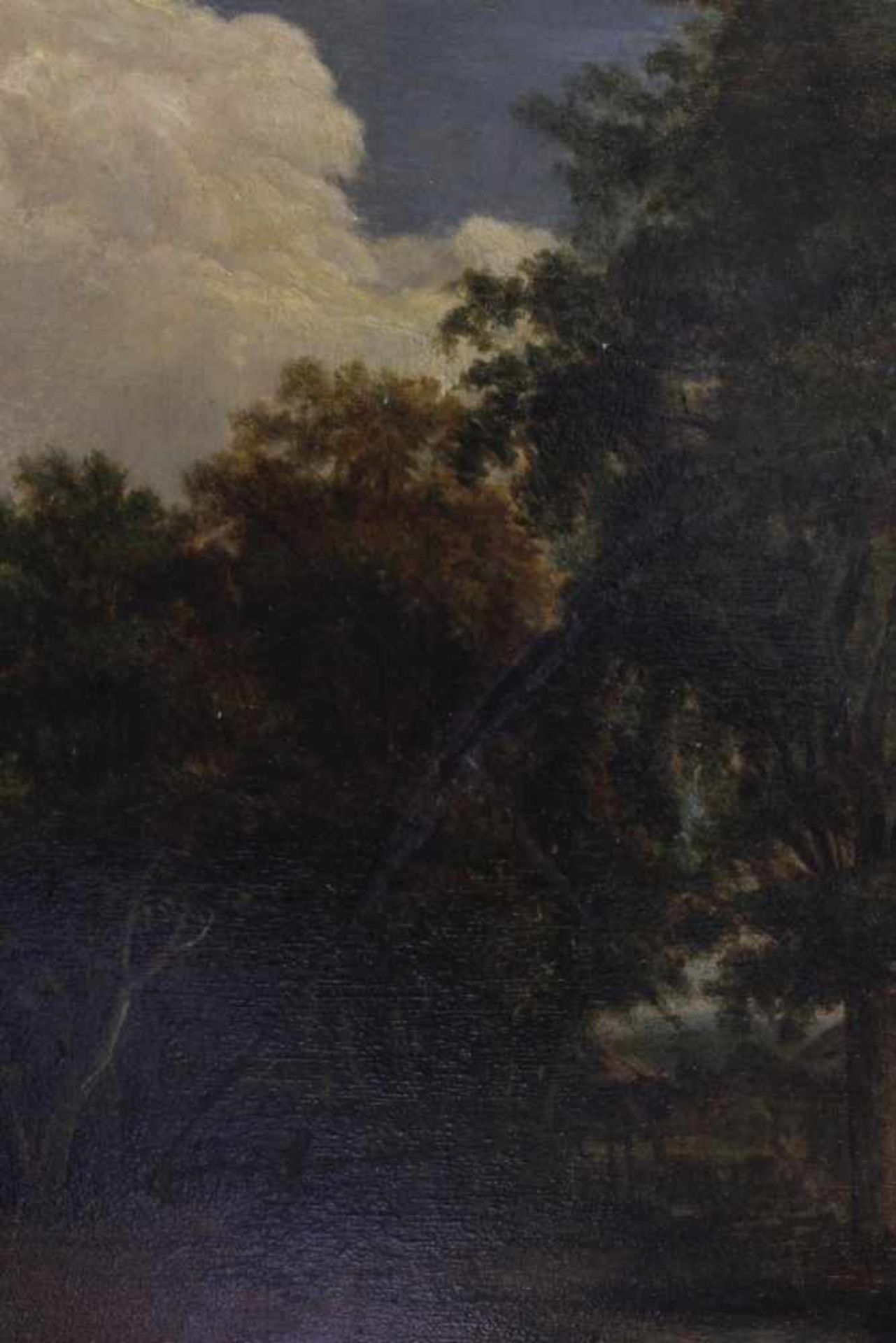 Anonymer Maler, 19. Jh. "Gehöft am Teich", Öl/Holz, 33 x 45 cm - Bild 3 aus 3