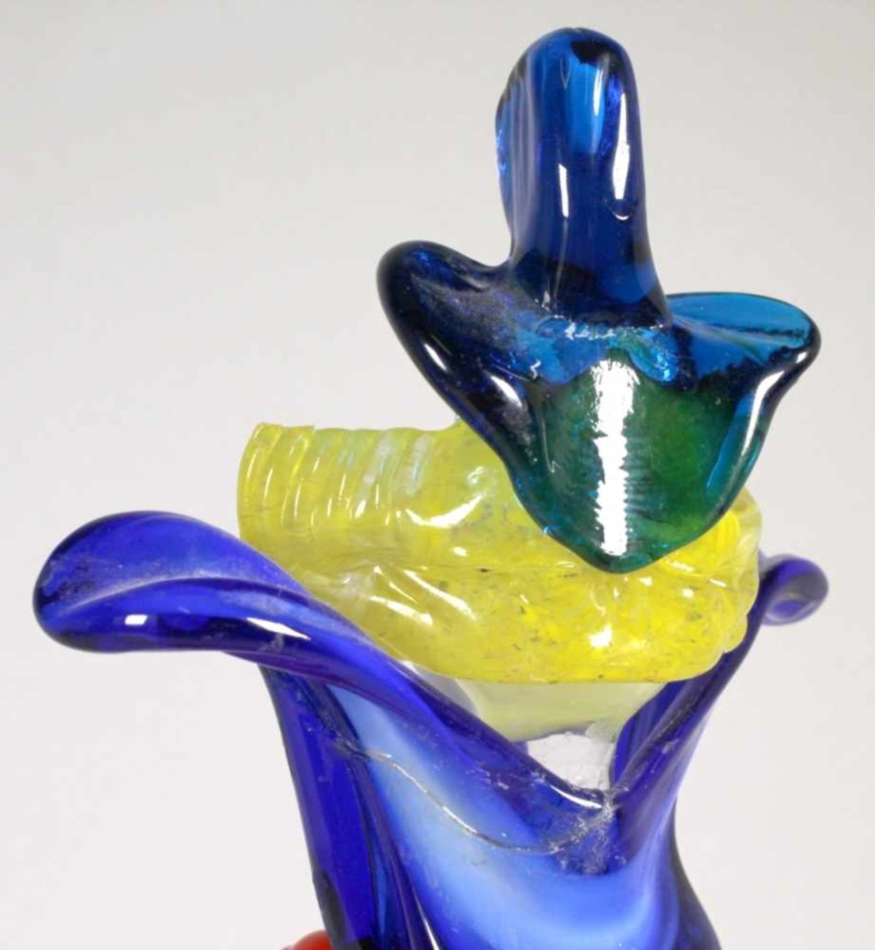 Glas-Figur, "Clown", Murano, 2. Hälfte 20. Jh., vollplastische, naive, stehende Ausformungmit t - Bild 2 aus 2