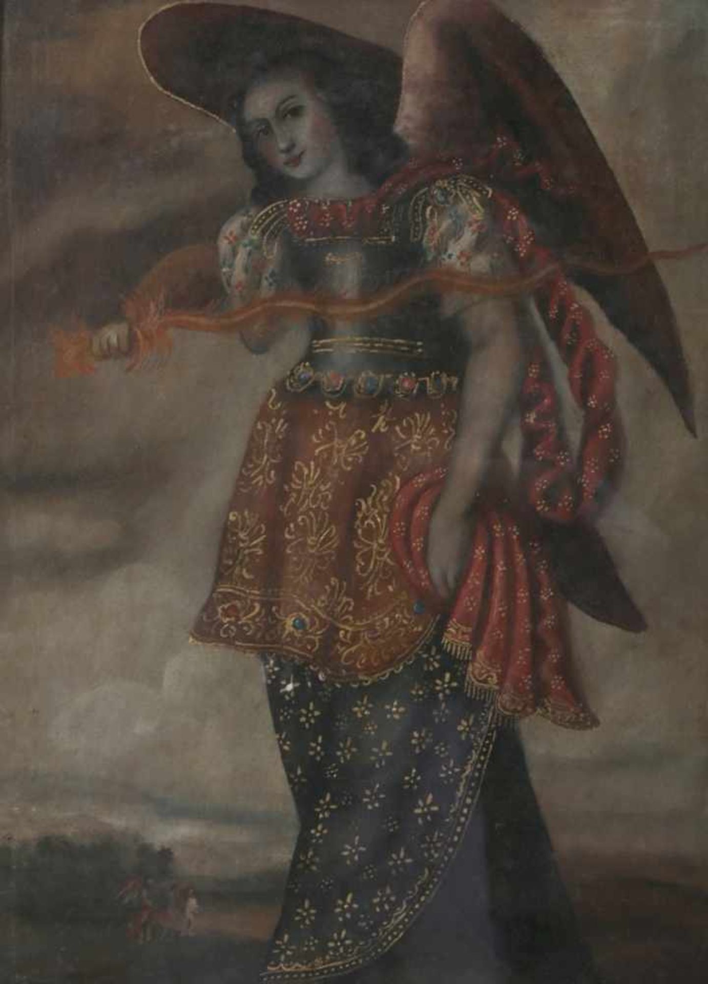 Anonymer Maler, Südeuropa, 18. Jh. "Erzengel Michael mit Flammenschwert", Öl/Lw., 56 x 42cm