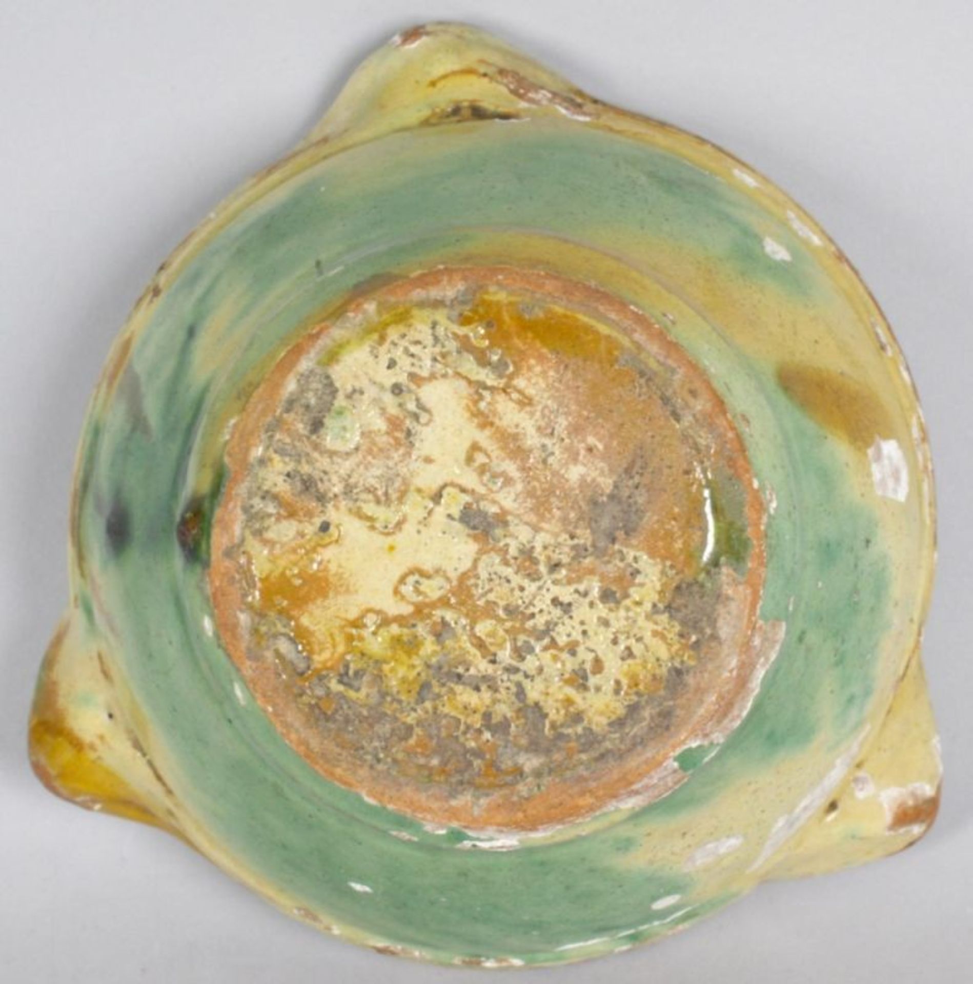 Keramik-Mörser, wohl Siebenbürgen, 18. Jh., runde, gemuldete Form mit 3-fach ausgezogenerMündun - Bild 4 aus 4