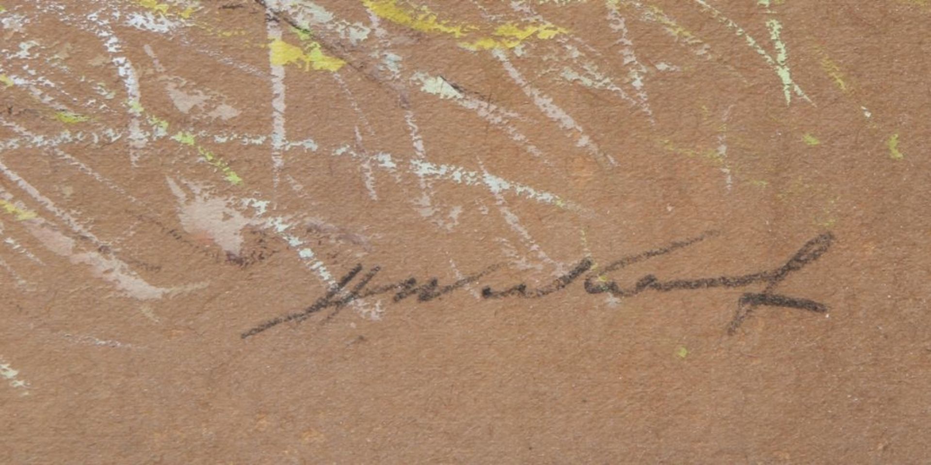 Unleserlich signierender Maler, Mitte 20. Jh. "Weite Landschaft", Mischtechnik, 35 x 48 cm< - Bild 2 aus 2