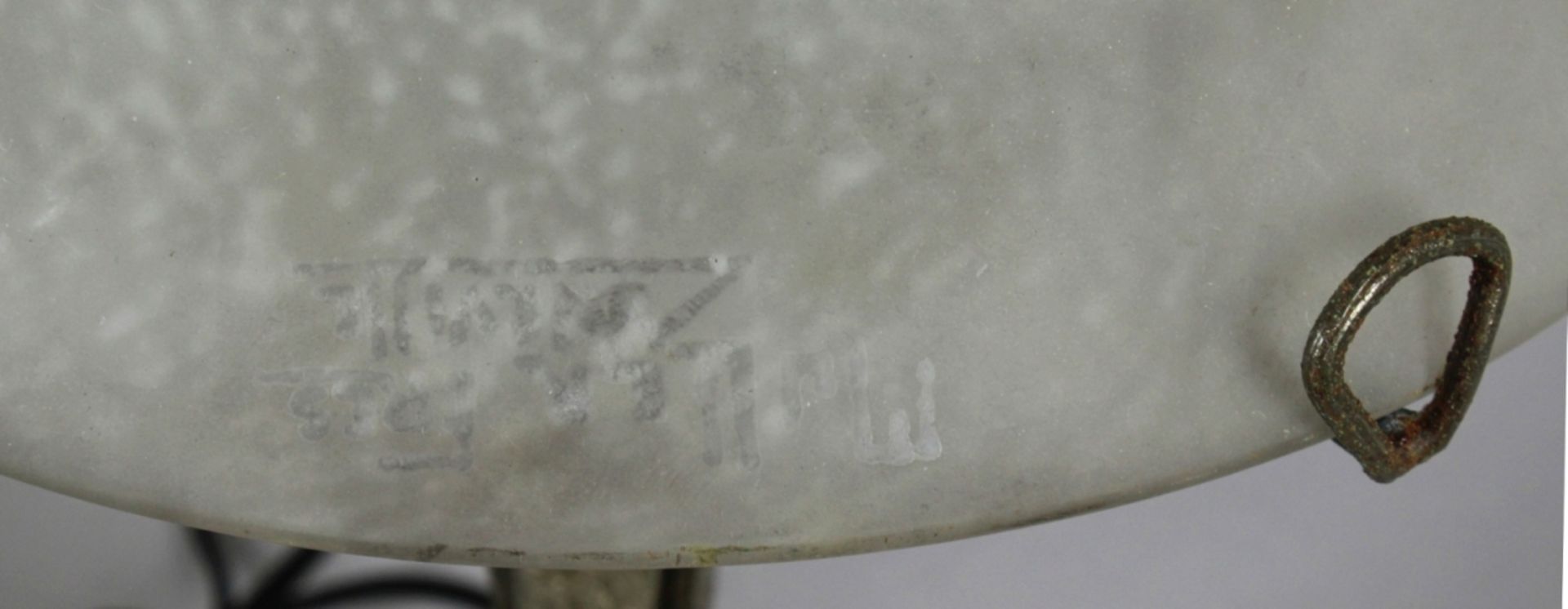 Art Déco-Tischlampe, Frankreich, quadratischer Stand, konisch ansteigender Schaft,Kugeldekor, S - Bild 2 aus 2