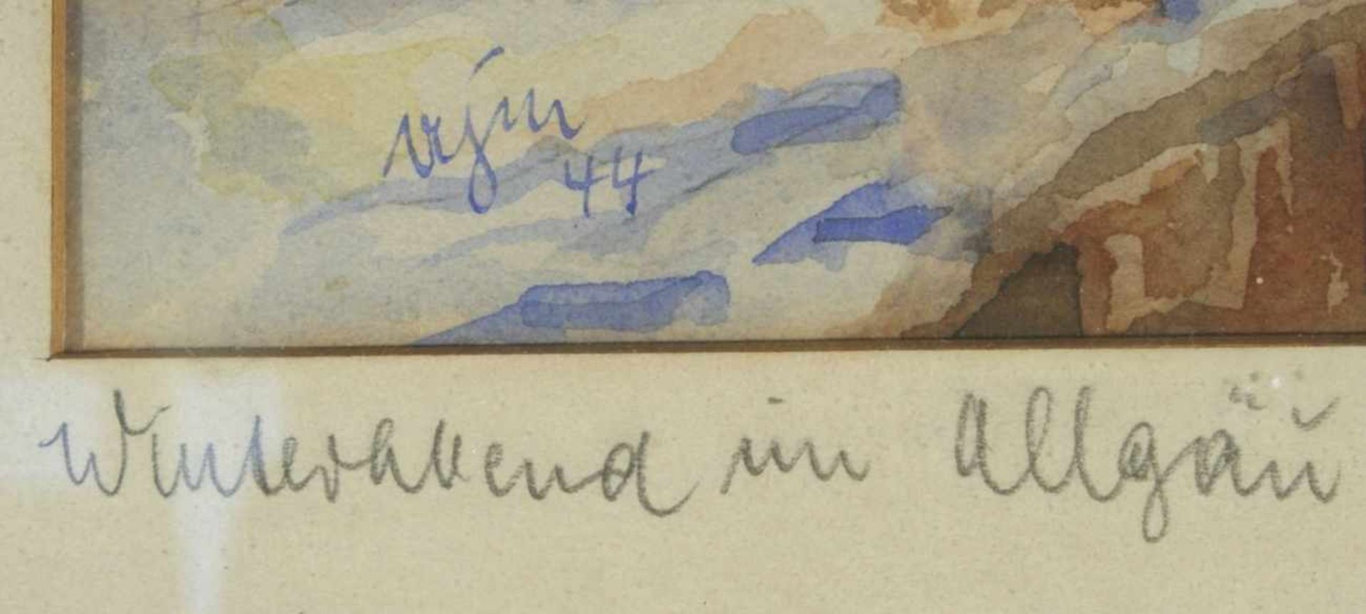 Müller, A.J, dt. Maler 1. Hälfte 20. Jh. "Winterabend im Allgäu", Aquarell, monogr. undhandsign - Bild 3 aus 3