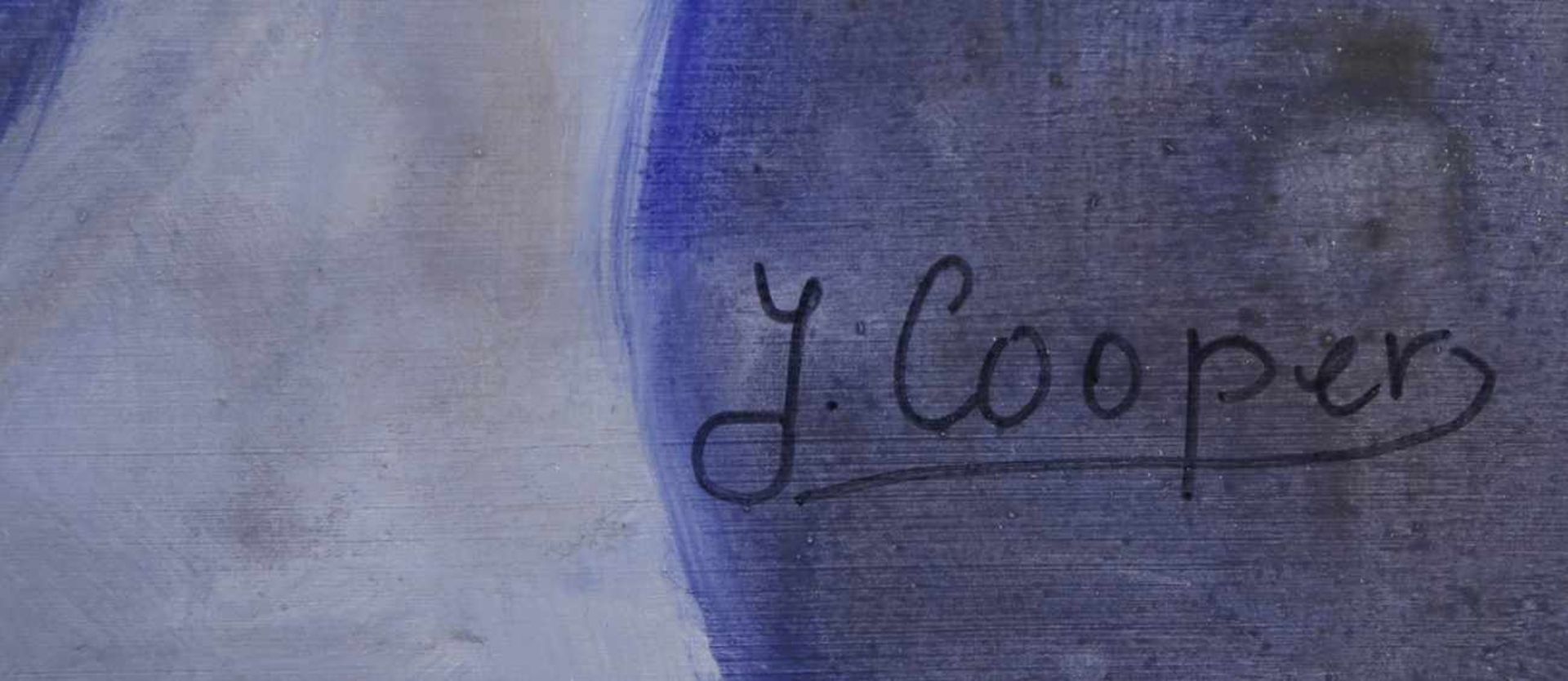 Cooper, J., zeitgenössischer Maler. "Sitzender, weiblicher Akt in Blau", sign., Öl/Lw., 80x 60 - Bild 2 aus 2