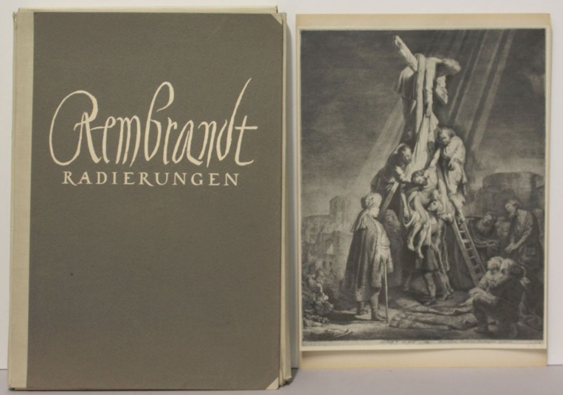 Kunstmappe, "Rembrandt", eine Auswahl von hundert der wertvollsten Radierungen,Herausgeber: Wal