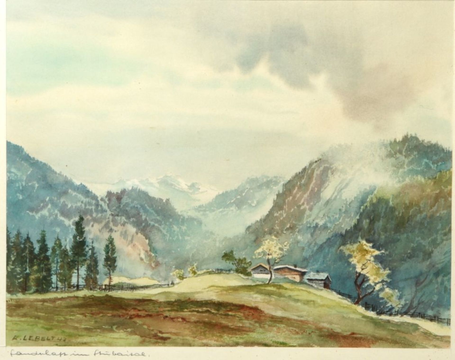 Lebelt, R., dt. Maler 1. Hälfte 20. Jh. "Landschaft im Stubaital", Aquarell, sign., dat.1942, 2