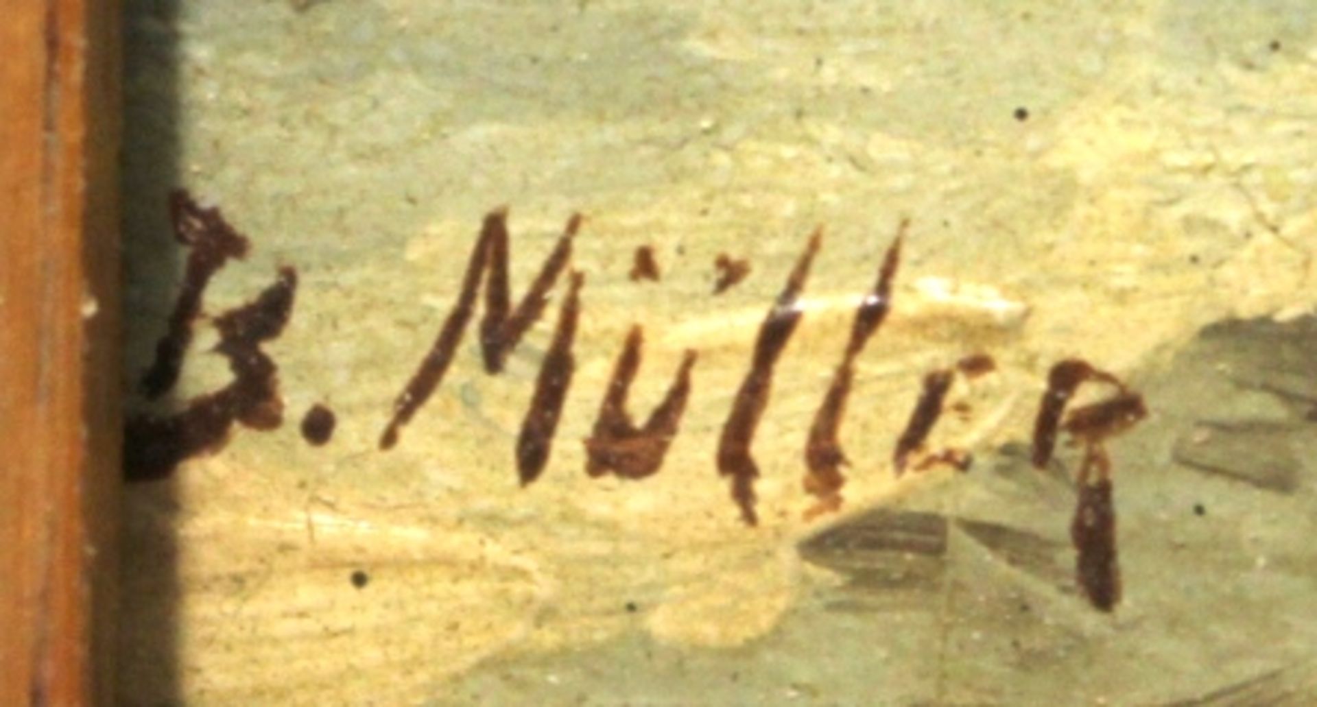 Müller, B., Maler Mitte 20. Jh. "Holländische Dorfansicht im Winter", sign., Öl/Holz, 18 x13 cm - Bild 2 aus 2