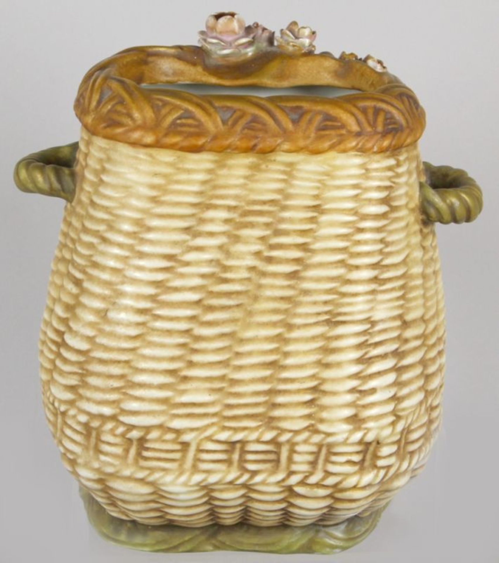 Keramik-Ziervase, "Amor mit Rosen", Amphora-Werke, Riessner, Stellmacher & Kessel, - Bild 3 aus 4