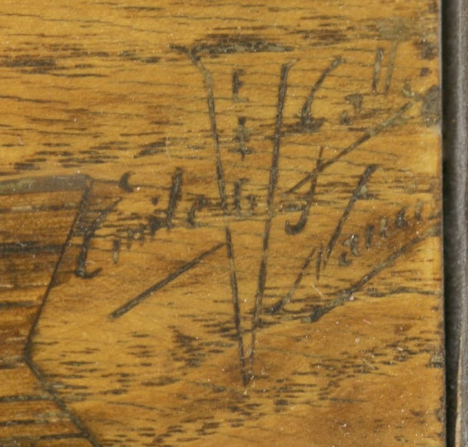 Holz-Tablett, Emile Gallé, Nancy, um 1900, gefertigt und intarsiert aus verschiedenenEdelhölzer - Bild 2 aus 2