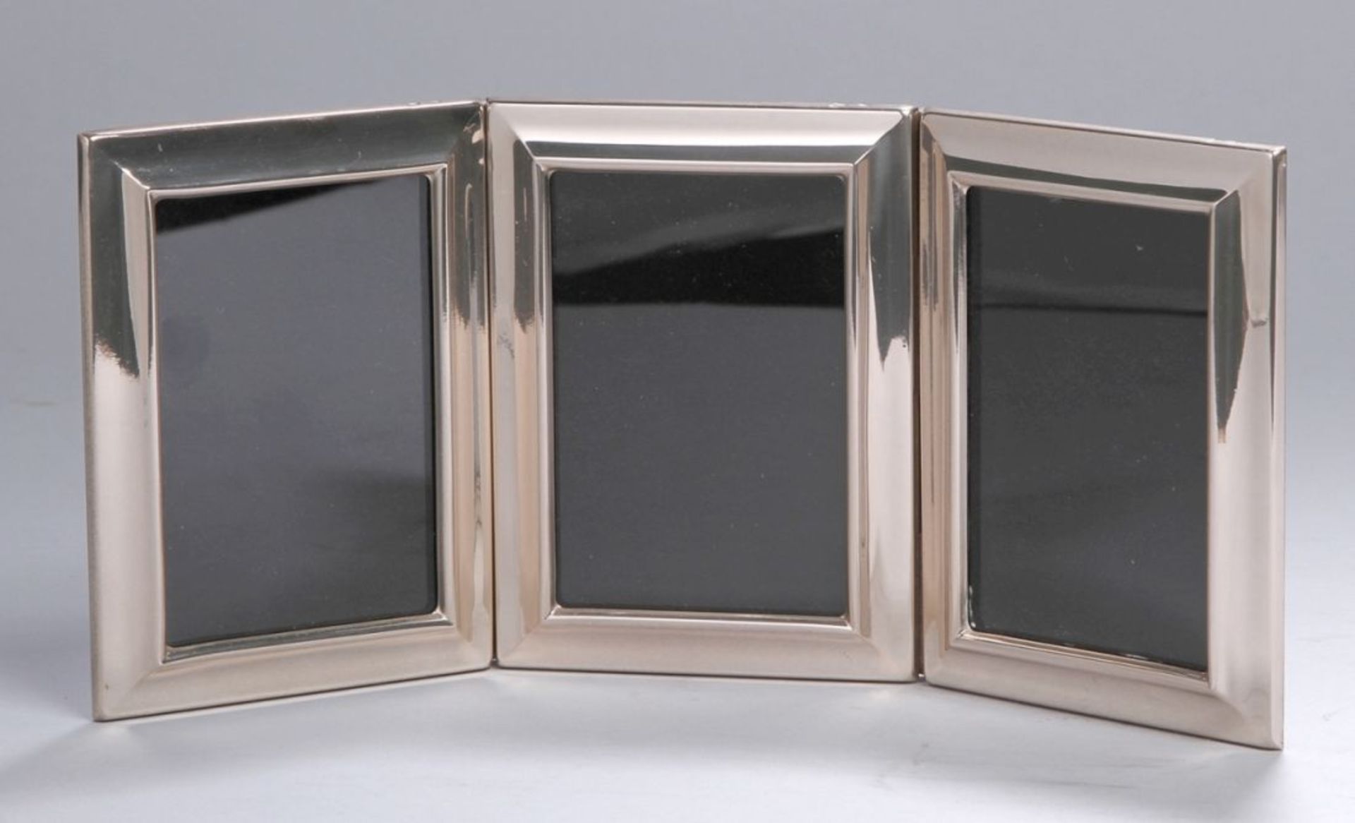 Foto-Standrahmen, neuzeitlich, Sterling Silber, rechteckig, 3 Bildausschnitte (9 x 6 cm),scharn