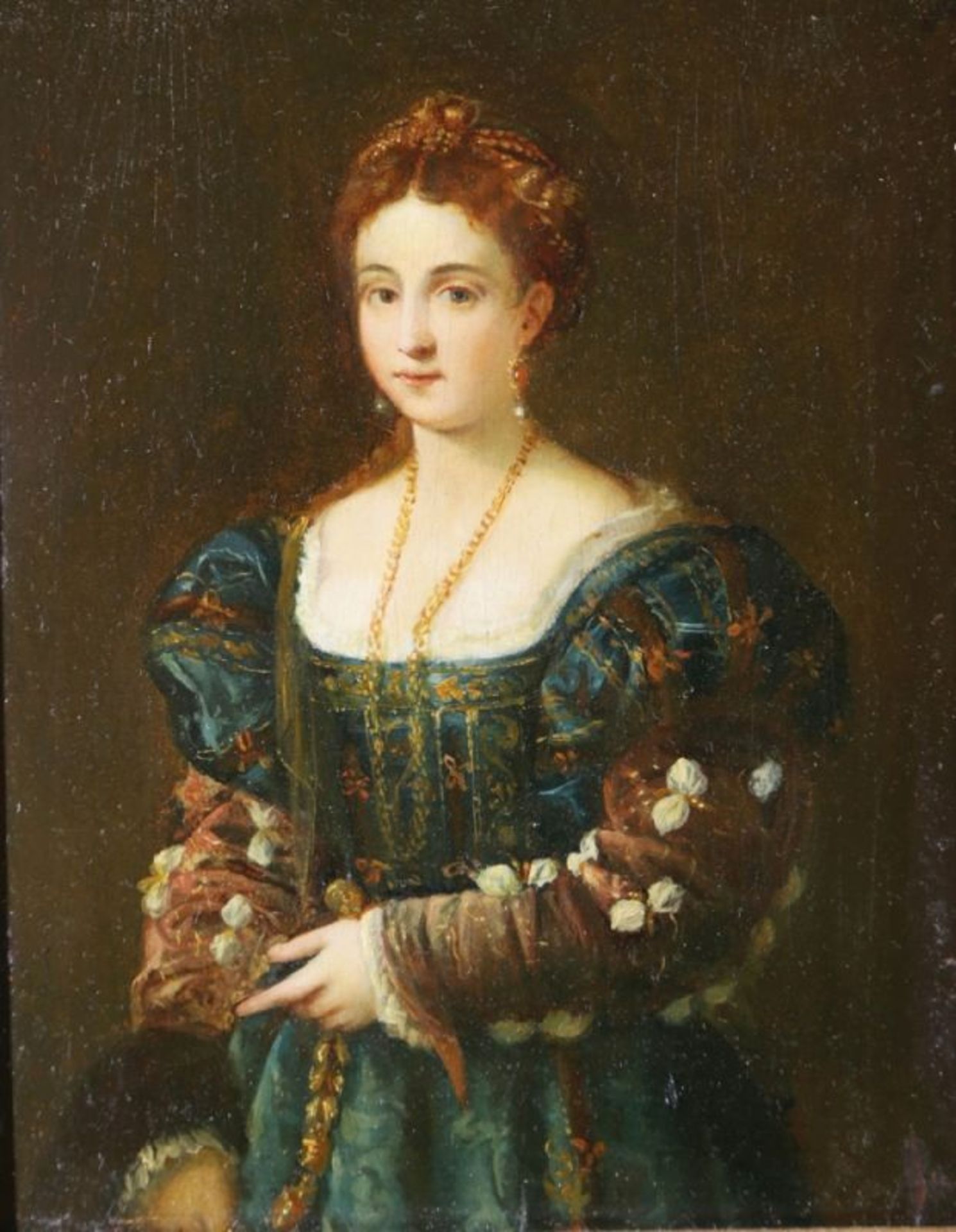 Anonymer Maler, 2. Hälfte 19. Jh. "Damenportrait", Öl/Holz, 23 x 18 cm