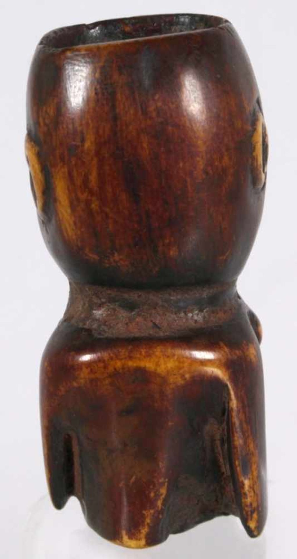 Bein-Ritualgefäß, Tchokwe, Kongo, Röhrenstück beschnitzt in Form von stehender Ahnenfigurmit an - Bild 3 aus 4