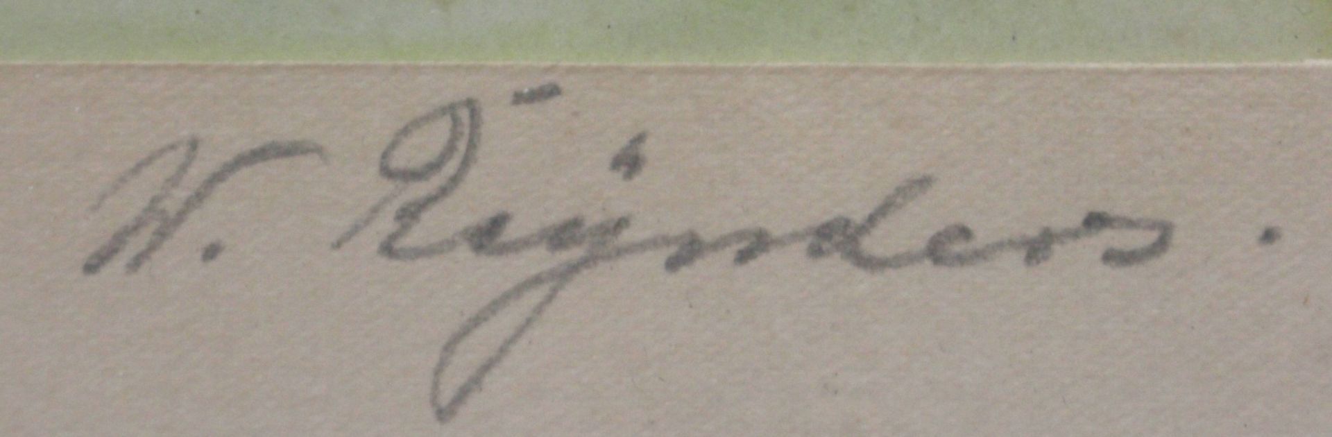 Reynders, W., dt. Maler 1. Hälfte 20. Jh. "Gebirgslandschaft mit See", Aquarell, sign., 30x 49 - Bild 3 aus 3