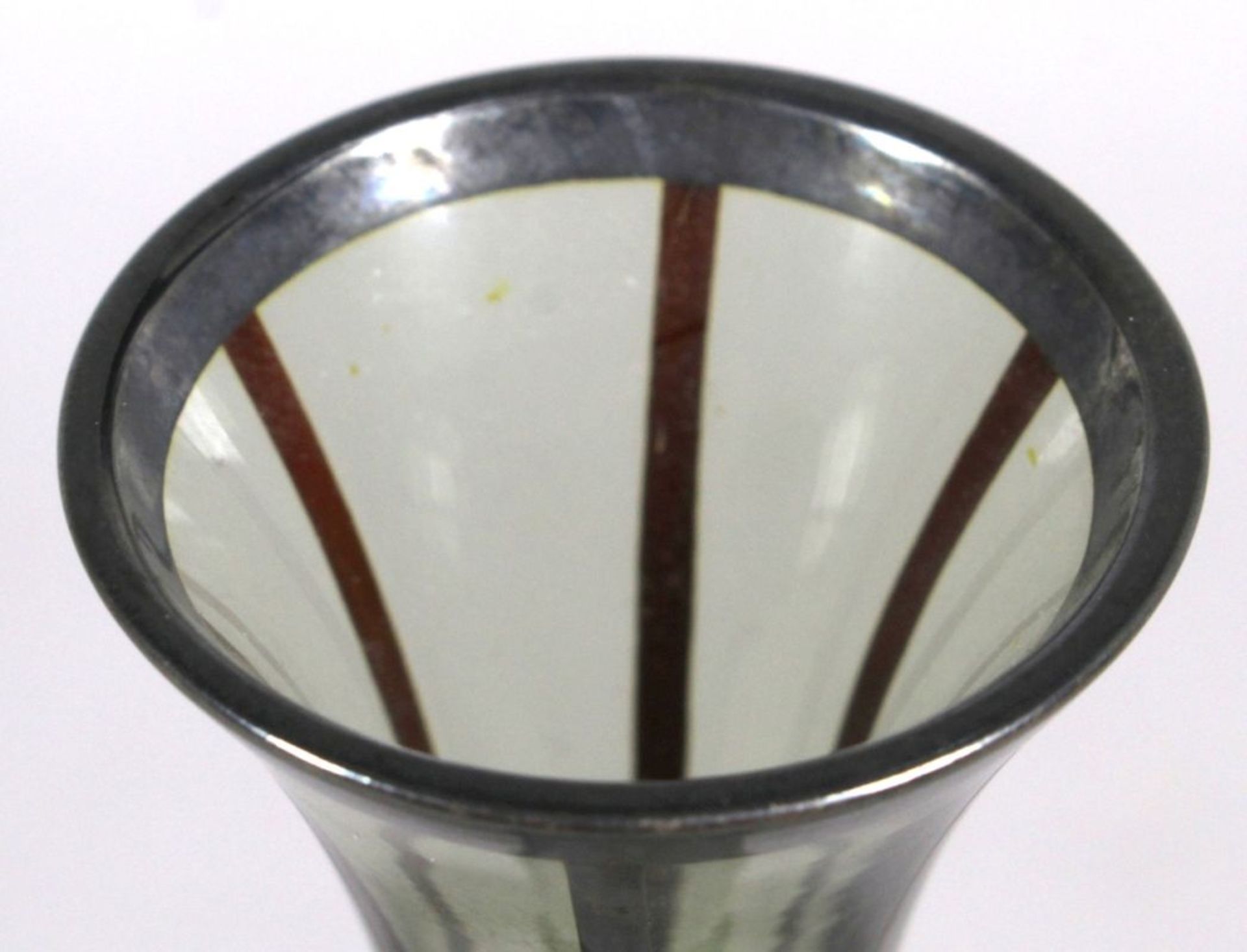 Glas-Ziervase, Spahr, Schwäbisch Gmünd, 30/50er Jahre, zart turmalinfarbenes Glas, Wandungmit g - Bild 2 aus 3