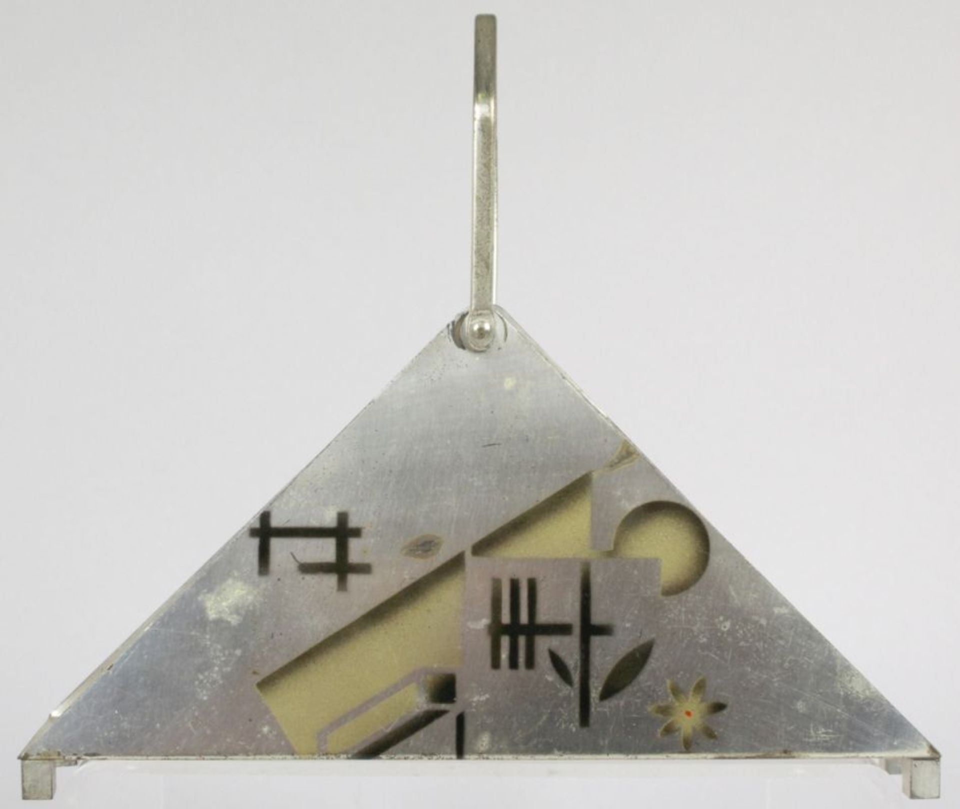 Art Déco Metall-Serviettenhalter, WMF, Geislingen, auf 4 Quaderfüßchen Dreiecksform mitscharnie - Bild 2 aus 3