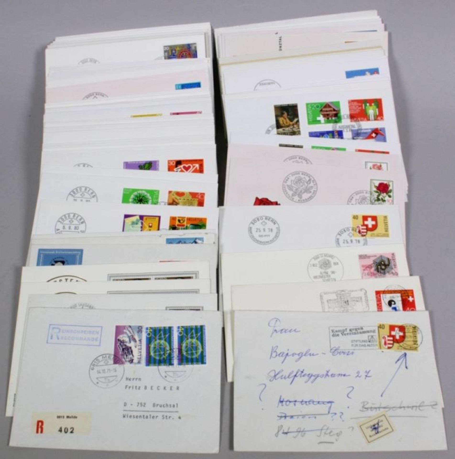 Schweiz, 100 Belege, FDC, Briefe, etc.