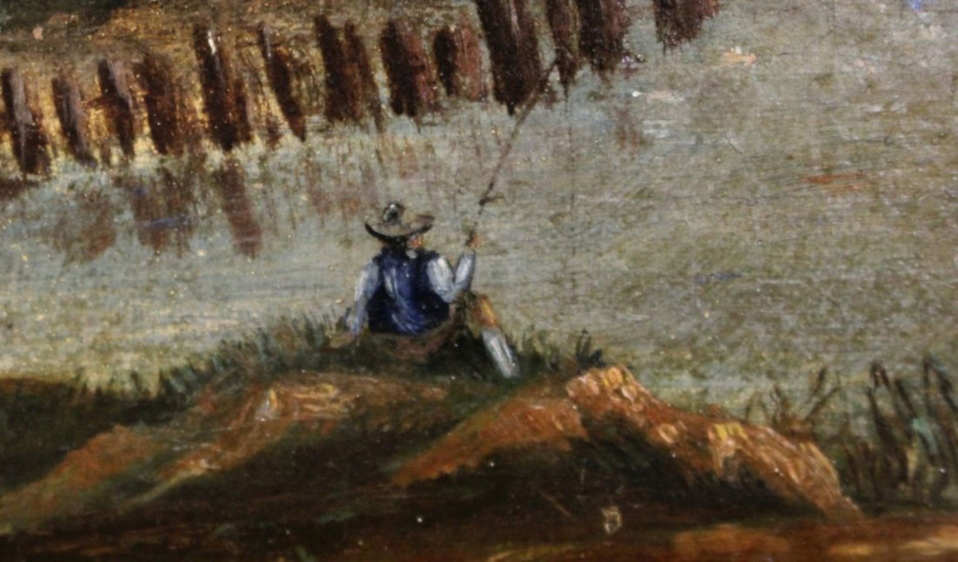 Anonymer Maler, 19. Jh. "Gebirgslandschaft mit Mühle", Öl/Malpappe, 30 x 39,5 cm, besch.<br - Bild 2 aus 2