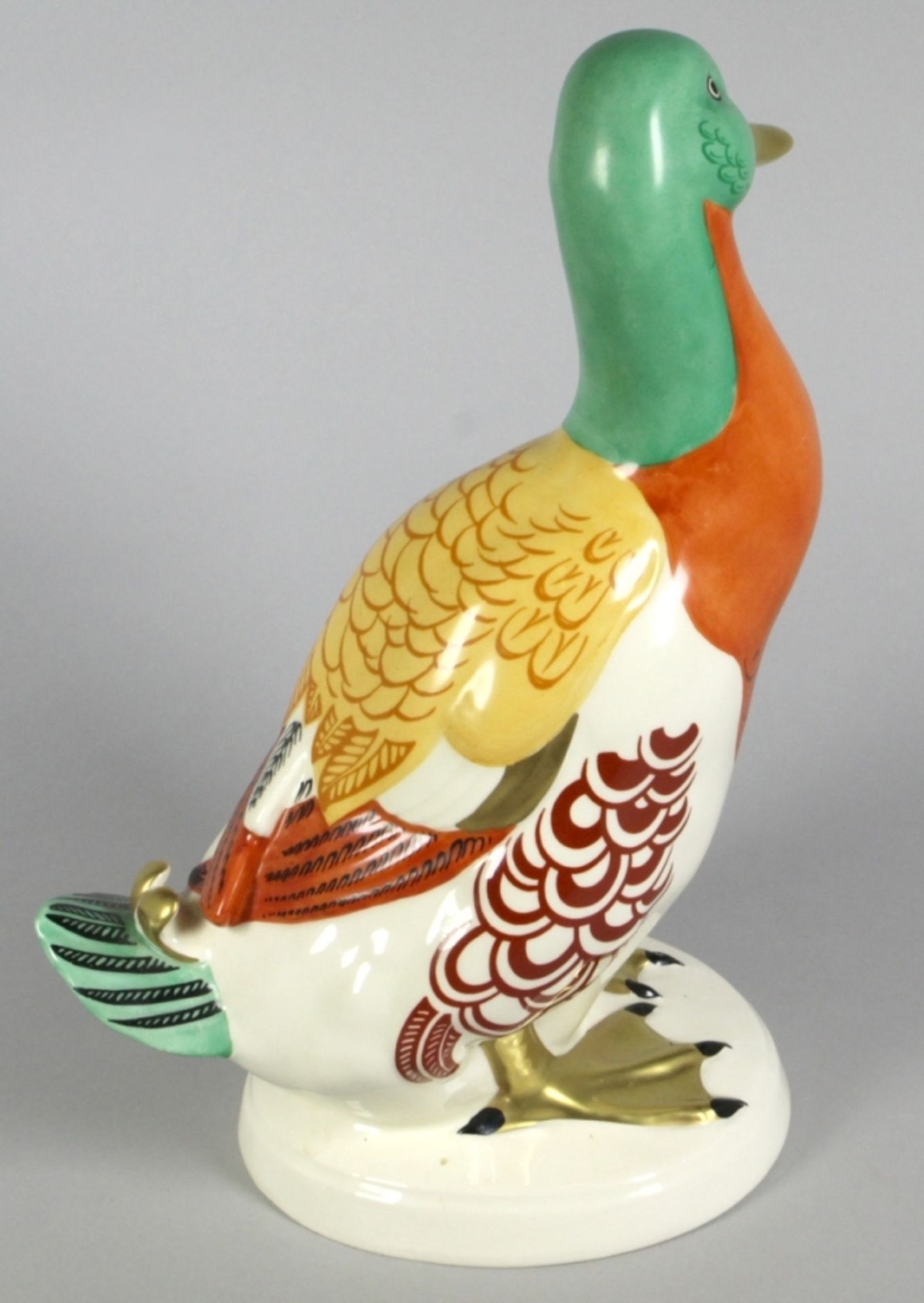 Porzellan-Tierplastik, "Ente", Goebel, 2. Hälfte 20. Jh., auf Rundsockel vollplastischeDarstell - Bild 2 aus 3