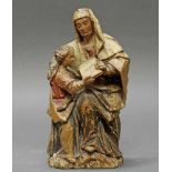 Skulptur, Holz geschnitzt, "Anna Maria lehrend", wohl 17. Jh., Reste von Fassung, 25 cm hoch