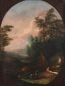 Italienischer Maler (um 1700), Pendants, "Pastorale Landschaften", Öl auf Leinwand, doubliert,