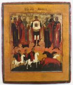 Ikone, Tempera auf Holz, "Der Engel des Herrn übergibt die Herden den Heiligen Florus und Laurus",