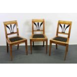 3 Stühle, Biedermeier, Franken, um 1825, Kirschholz, Rücken mit ebonisierter
