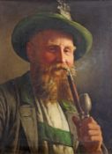 Courtens (19. Jh.), "Bildnis eines Mannes mit Pfeife", Öl auf Holz, signiert unten links