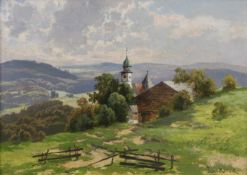 Moralt, Paul (1849 - 1943, Vater des bekannten Malers Willy Moralt), "Bayerisches Kirchdorf", Öl auf