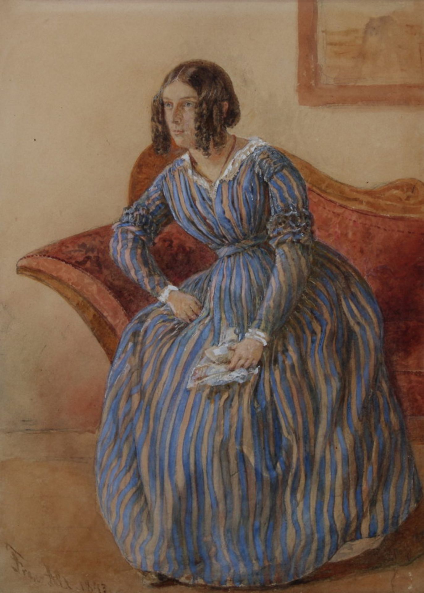 Alt, Franz von (1821 - 1914), wohl, Aquarell, "Frau auf dem Sofa", signiert und datiert unten rechts