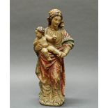Skulptur, Holz geschnitzt, "Muttergottes mit Kind", nach einem italienischen Vorbild, 19./20. Jh.,