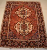 Bidjar (?), Iran, alt, ca. 2.25 x 1.64 m, Flor partiell stärker reduziert, kleine Beschädigungen,