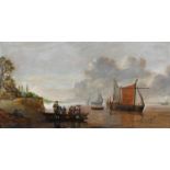 Niederlande (17. Jh.), "Flusslandschaft", Öl auf Holz, 1. Hälfte 17. Jh., 30 x 58 cm, Rahmen