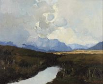 Brehm, Emil (um 1930 in München tätiger Landschaftsmaler), "Voralpenlandschaft", Öl auf Leinwand,