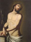 Sakralmaler (17./18. Jh.), "Christus an der Geißelsäule", Öl auf Leinwand, doubliert, 65 x 48 cm,
