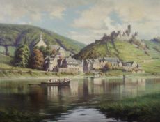 Grünberg, Wolfgang (1909 - 2001, in Köln tätiger Blumenmaler (Rosen)), "Beilstein an der Mosel",